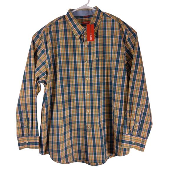 IZOD shirt mens 2XL XXL multiccolor plaid tartans long sleeve button NWT - Picture 1 of 10
